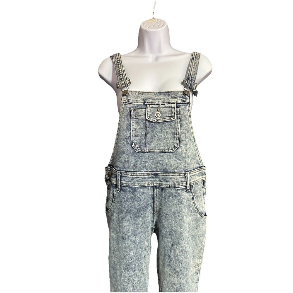 Jeans Colony light blue acid wash denim overalls, size 7/8